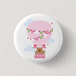 Söt Capybara Rosa Födelsedagsfest Knapp