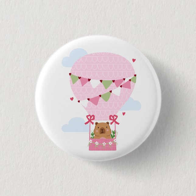Söt Capybara Rosa Födelsedagsfest Knapp (Framsida)