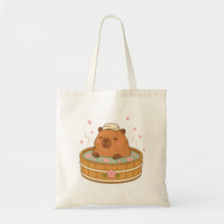 Söt Capybara Sakura Onsen Körsbärsblom Tote Tygkasse