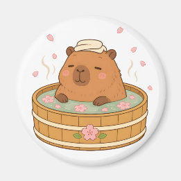 Söt Capybara Sakura Onsen Körsbärsblommmagnet Magnet