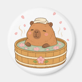 Söt Capybara Sakura Onsen Körsbärsblommmagnet Magnet