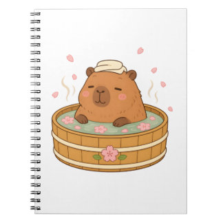 Söt Capybara Sakura Onsen Körsbärsblomsantecknings Anteckningsbok