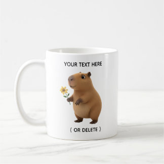 Söt Capybara Solros Anpassad Namn Mugg