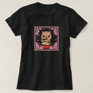 Söt Capybara som äter Ramen Nudlar Japanska  T Shirt