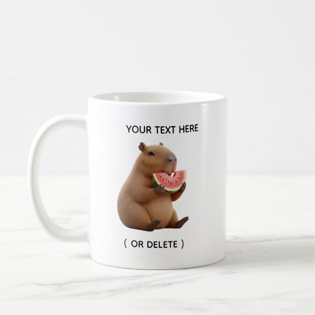 Söt Capybara som äter vattenmelon Personlig Mugg (Vänster)