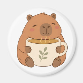 Söt Capybara som kramar kaffekopp Magnet