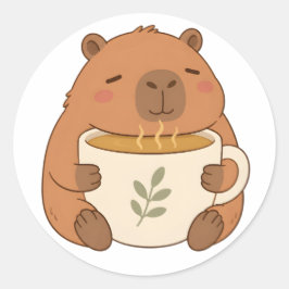 Söt Capybara som kramar Koffekopp Klistermärke