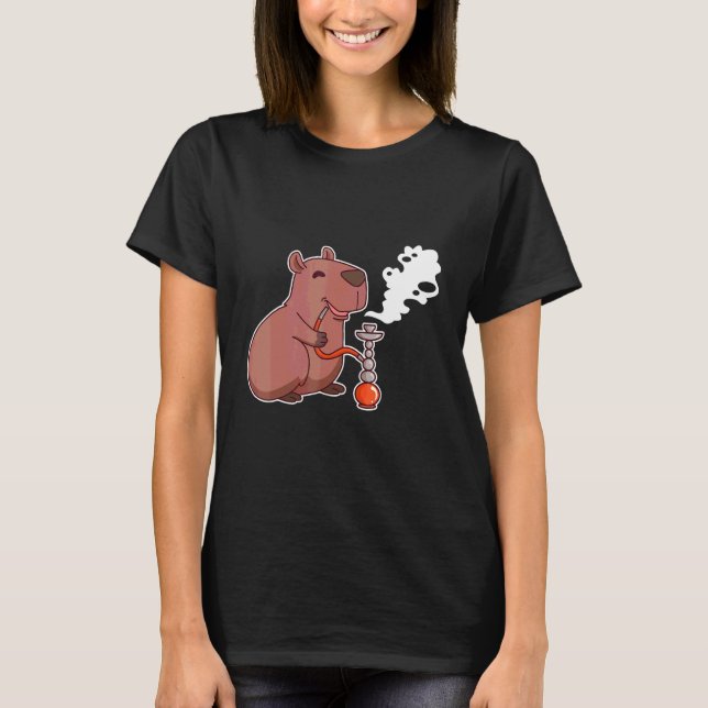 Söt Capybara som röker vattenpipa Shisha T Shirt (Framsida)