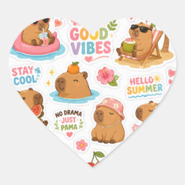 Söt Capybara Sommar Klistermärke Ark – Kawaii