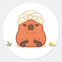 Söt Capybara Spa-dag Handduk Turban Klistermärke