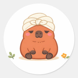 Söt Capybara Spa-dag Handduk Turban Klistermärke