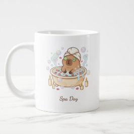 Söt Capybara Spa-dags Mugg – Roligt Självomsorgspr Jumbo Mugg