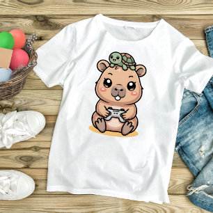 Söt Capybara Spelare Anime Sköldpadda Kawaii Spela T Shirt