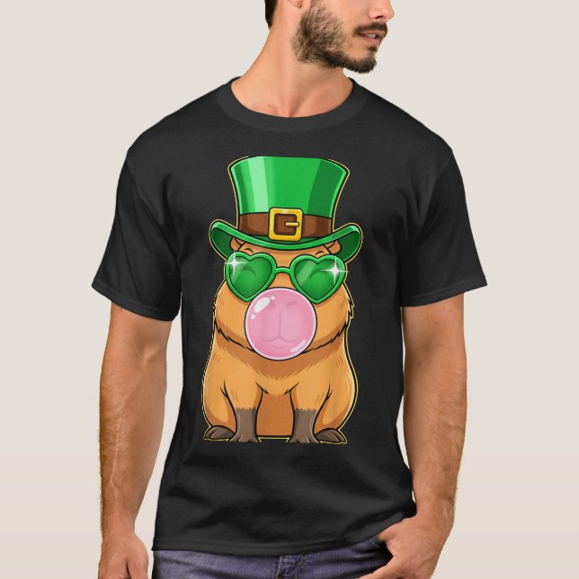 Söt Capybara St Patricks Day Capybara Tuggummi  T Shirt (Framsida)