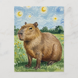 Söt Capybara Stjärnkväll van Gogh Postkort Vykort