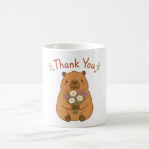Söt Capybara Tack Vilda Blommor Mugg
