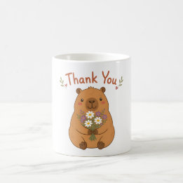 Söt Capybara Tack Vilda Blommor Mugg