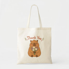 Söt Capybara Tack Vildblommor Toteväska Tygkasse