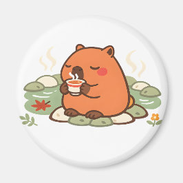 Söt Capybara Te-tid Onsen Varmkälla Magnet