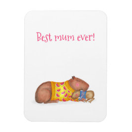 Söt capybara 'världens bästa mamma' magnet