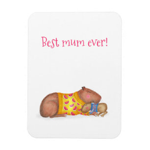 Söt capybara 'världens bästa mamma' magnet
