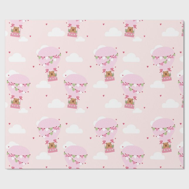 Söt Capybara Varmbältesballong Baby Shower Presentpapper (Platt)
