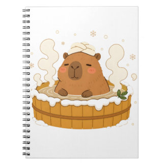 Söt Capybara Vinter Onsen Snö Varmkälla Anteckningsbok