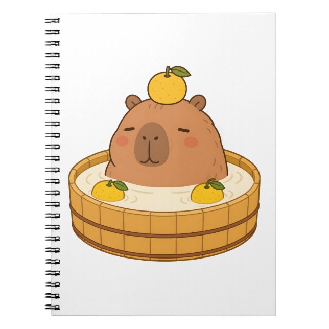 Söt Capybara Yuzu Bad Onsen Kawaii Anteckningsbok (Framsidan)