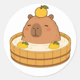 Söt Capybara Yuzu Bad Onsen Kawaii Klistermärke
