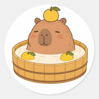 Söt Capybara Yuzu Bad Onsen Kawaii Klistermärke