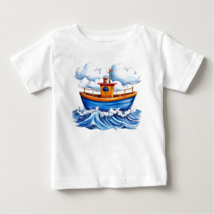 🚤 Söt Cartoon Båt Bebis Äventyrsgåva ✨ T Shirt