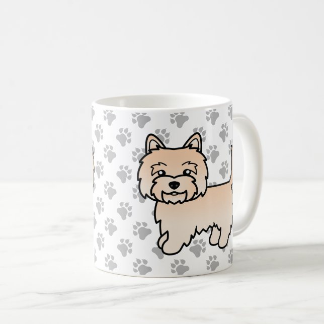 Söt Cartoon Cairn Terrier Hund Med Krämfärgad Päls Kaffemugg (Framsida höger)