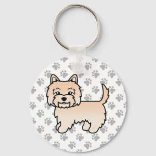 Söt Cartoon Cairn Terrier Hund Med Krämfärgad Päls Nyckelring