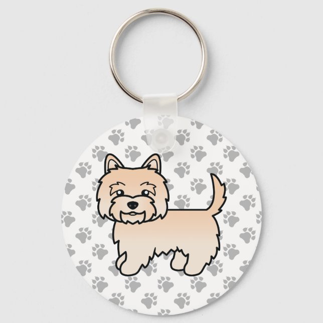 Söt Cartoon Cairn Terrier Hund Med Krämfärgad Päls Nyckelring (Framsida)