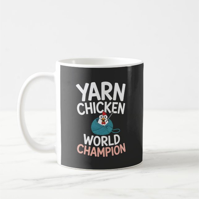 Söt Cartoon Garn Kyckling Världsmästare  Kaffemugg (Vänster)
