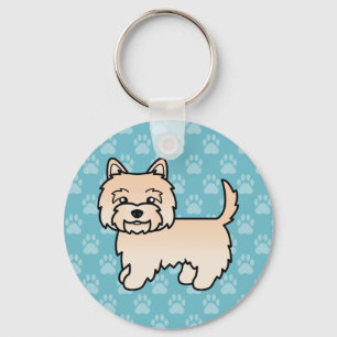 Söt Cartoon-illustration av Cairn Terrier i krämfä Nyckelring