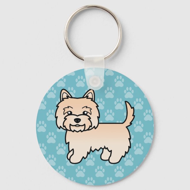 Söt Cartoon-illustration av Cairn Terrier i krämfä Nyckelring (Framsida)