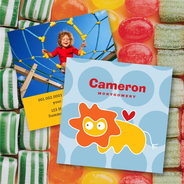 Söt Cartoon Lejon Kid Profilbild Presentkort Fyrkantigt Visitkort (Skapare uppladdad)