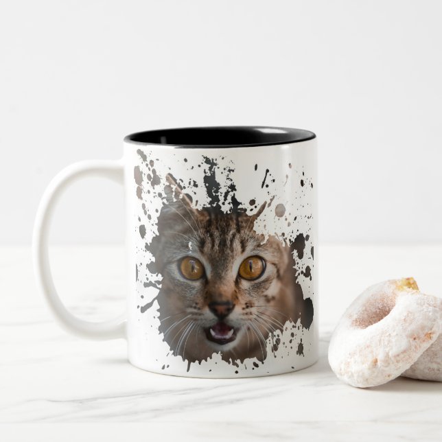 Söt Cat Design Två-Tonad Mugg (Med munk)