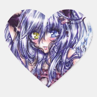 Söt Cat Girl Sticker Hjärtformat Klistermärke