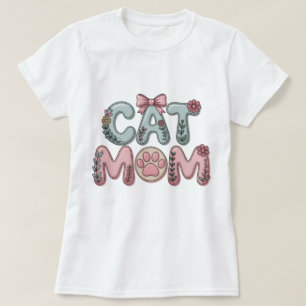 Söt Cat Mom Grafisk T-Shirt