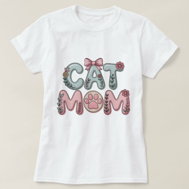 Söt Cat Mom Grafisk T-Shirt (Design framsida)