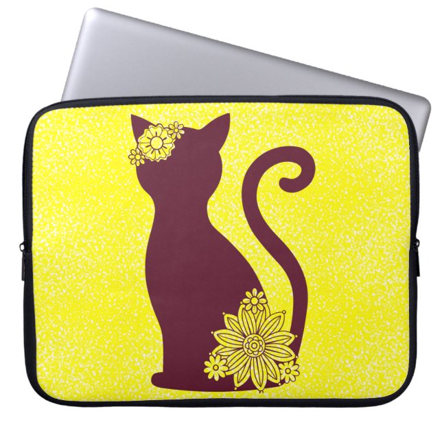 Söt Cat Silhoutte Laptop sleeve (Framsidan)