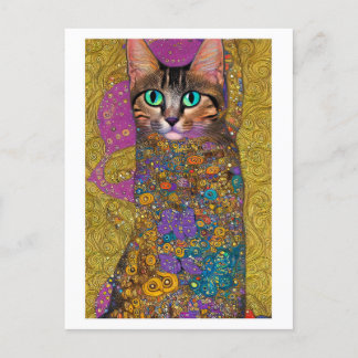 Söt Cat - stil i Klimt Vykort