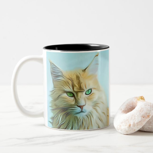 Söt Cat Två-Tonad Mugg (Med munk)