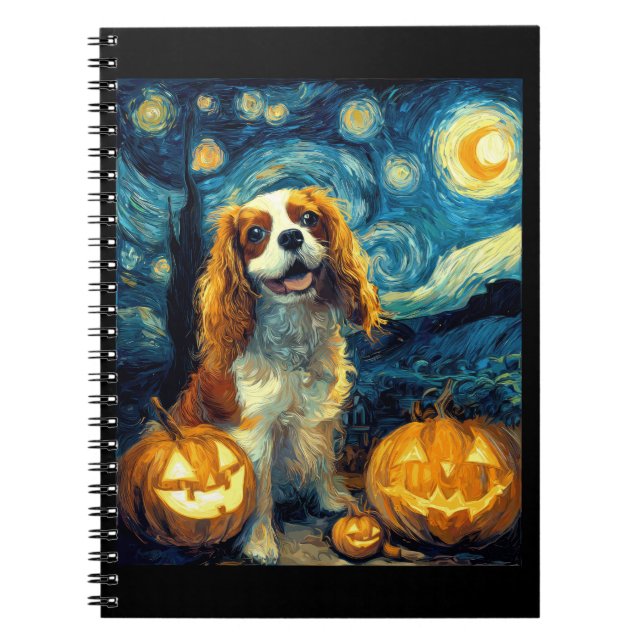 Söt Cavalier King Charles Spaniel Hund Halloween J Anteckningsbok (Framsidan)