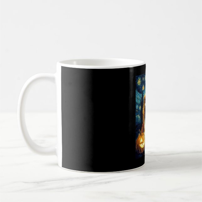 Söt Cavalier King Charles Spaniel Hund Halloween J Kaffemugg (Vänster)
