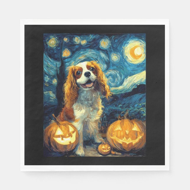 Söt Cavalier King Charles Spaniel Hund Halloween J Pappersservett (Framsidan)