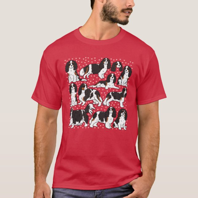 Söt cavalier king charles spaniel hund mönster fre t shirt (Framsida)