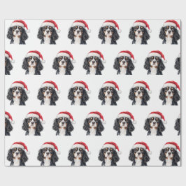 Söt Cavalier King Charles Spaniel med tomtehatt Presentpapper
